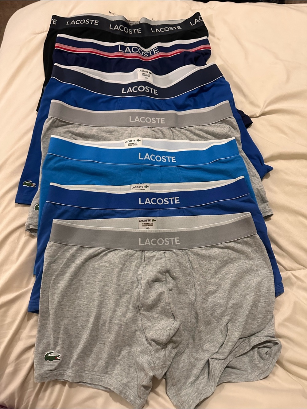 Lacoste Men's Boxer Briefs Set in Blue, Gray, Black